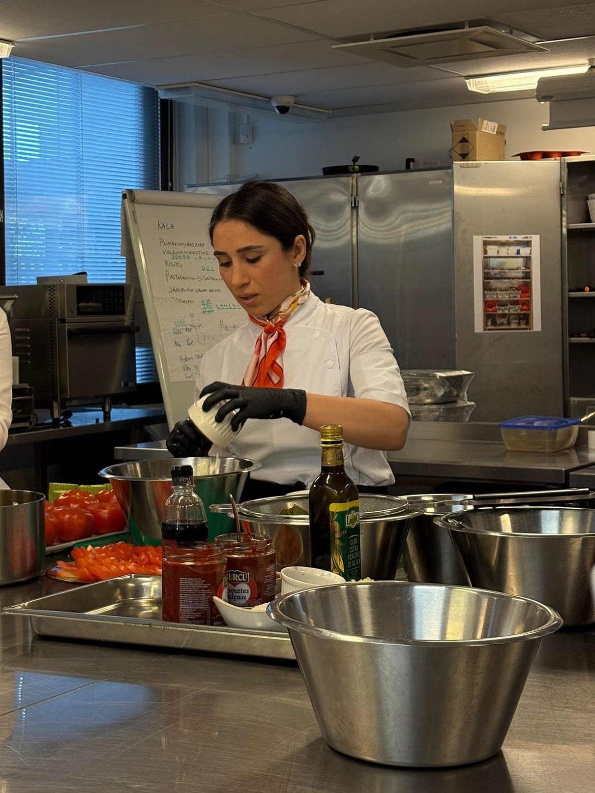 Serpil Yilmaz-Rantanen cooking workshop preparation with fresh ingredients