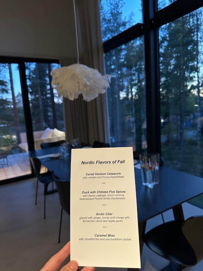 Nordic Flavors of Fall menu card for a private dining event